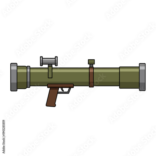 Green Rocket Launcher Weapon, Military Anti-Tank Bazooka, Combat Firearm Illustration