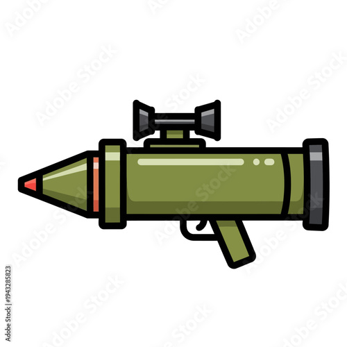 Green Rocket Launcher Weapon Icon, Military Bazooka Gun, Portable Anti-Tank Missile Launcher