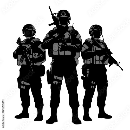 Elite Special Forces Team Silhouette, Ready for Action