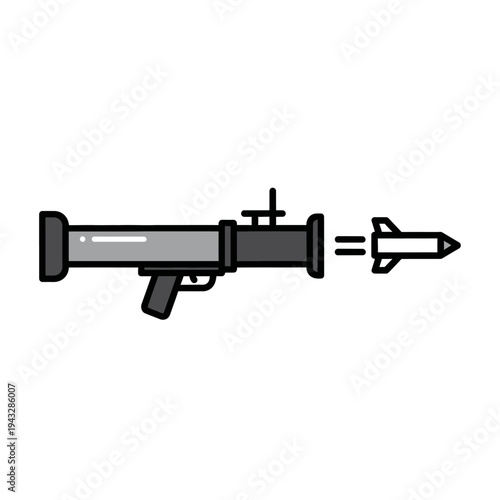 Rocket Launcher Firing Missile Icon - Vector Illustration