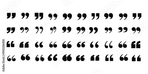 Variety of quotation mark icons in different styles, representing dialogue, text, and speech bubbles
