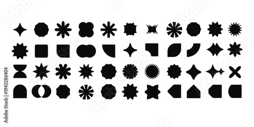 Variety of abstract geometric shapes and icons