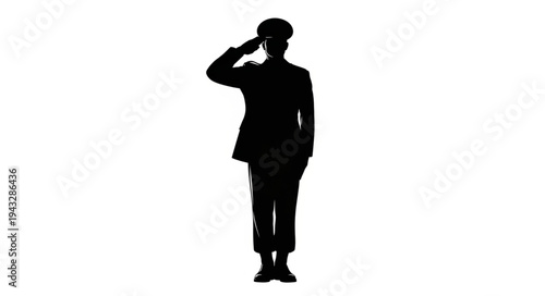 Silhouette of Soldier Saluting.