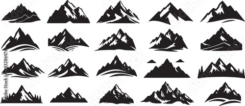 Variety of mountain range silhouettes in dynamic and scenic compositions