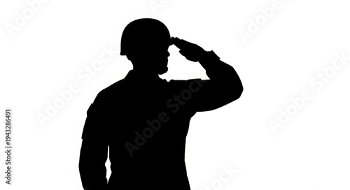 Silhouette of Soldier Saluting.