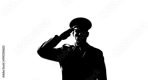 Silhouette of Soldier Saluting.