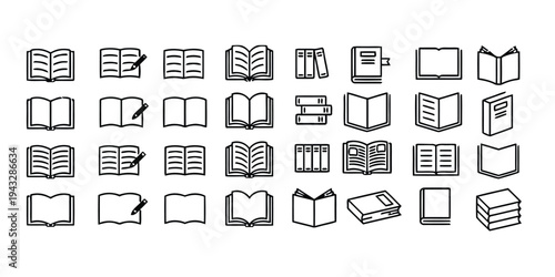 Various open and closed book hand drawn icons vector set