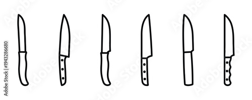 Various kitchen knife icons for cooking and food preparation