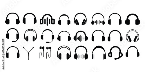 various types of headphones and earphones icons