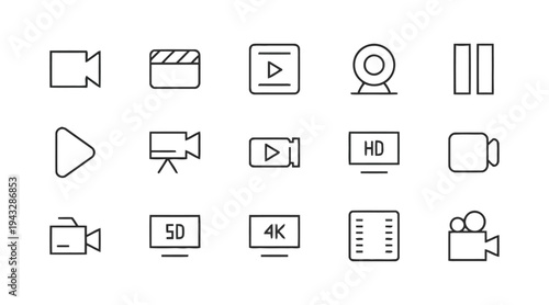 Video and media icons including play button, camera, and resolution formats