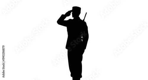 Silhouette of Soldier Saluting Military.