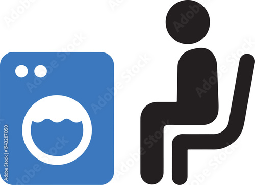 Washing Machine and Seated Person Icons laundry appliance