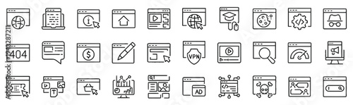 Website and internet related icons in outline style