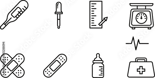 Medical icon set for health and medicine concepts