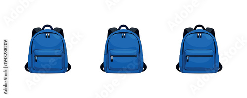 Classroom moment depicted by a neatly packed school backpack with front pocket and straps simplified into one clear form,