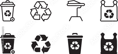 recycling icon set bin symbol waste management vector illustration