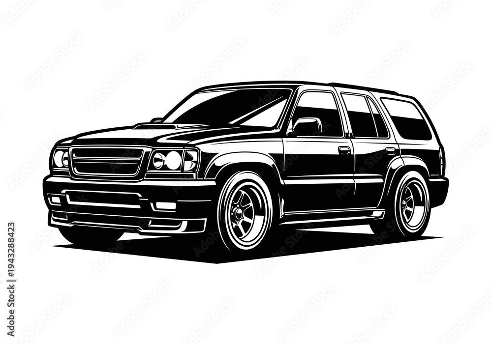Fototapeta premium Modern Luxury SUV Wagon Vector Silhouette Isolated on White Background