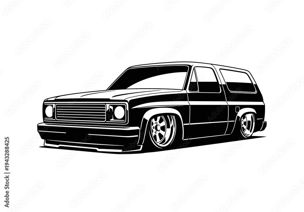 Obraz premium Classic Lowered SUV Wagon Vector Silhouette Isolated on White Background