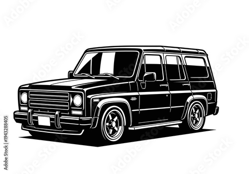 Luxury Off Road SUV Wagon Vector Silhouette Isolated on White Background