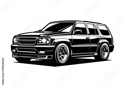 Modern Luxury SUV Wagon Vector Silhouette Isolated on White Background