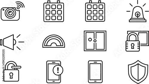 Security and notification icons for digital safety and protection