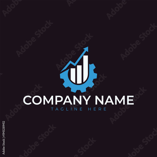 Engineering growth concept with bar chart and gear logo