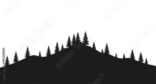 Silhouette of Trees on Mountain.