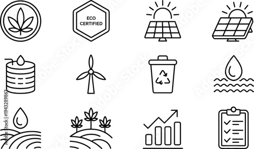 Set of 12 eco friendly icons vector