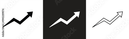 Icon with a black arrow going up. A sign of financial growth. Data growth arrow. Vector illustration.