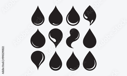 Water splash. Cartoon blue water drops, puddle, spray and waves. Nature object spatters, sputter, splashdown