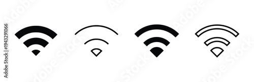 Wifi signal strength icons in black and white variations