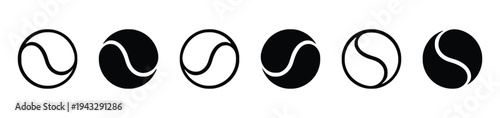 Yin Yang symbols in different styles and orientations