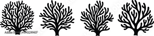 Marine coral vector Icon set
