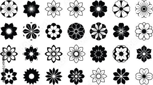 Floral pattern flower vector Icon set