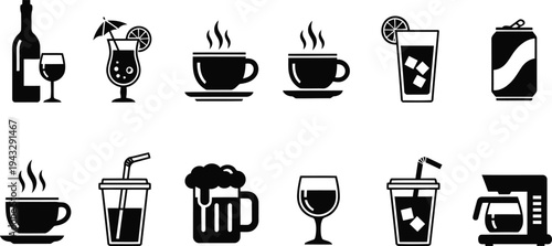 Drinks and beverages vector Icon set