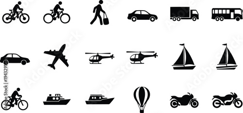 Transportation and Travel Vector Icon set