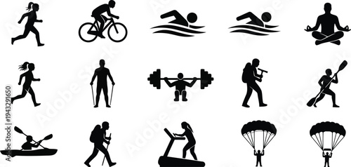 Sports and outdoor activities vector Icon set