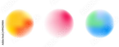 Set color circle gradient noise gradation. Abstract colorful watercolor blur mesh on isolated transparent background. Circle shape png.