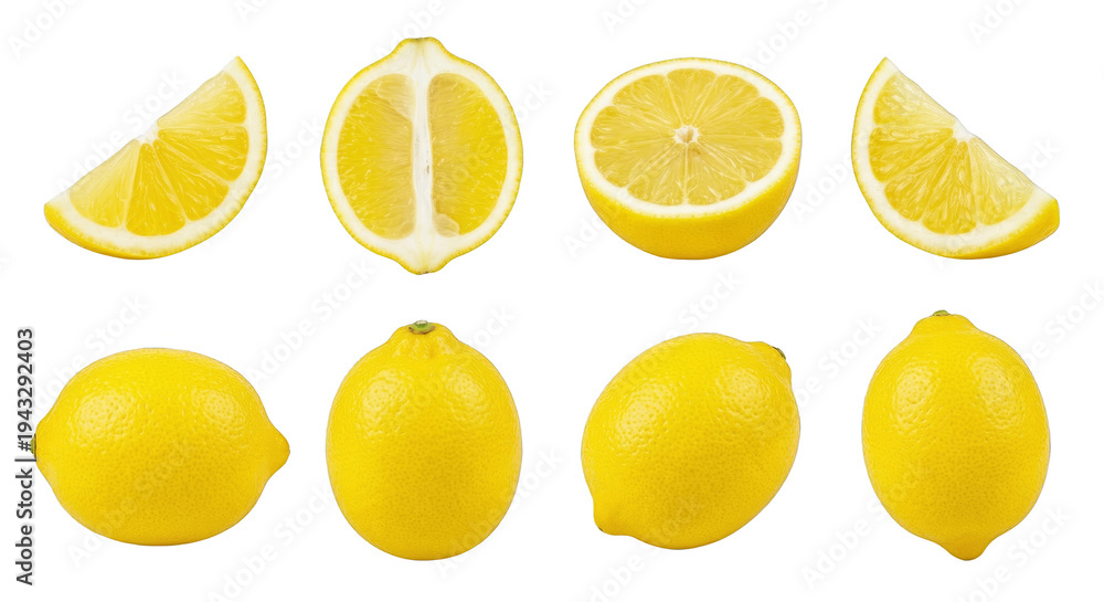 Fototapeta premium Lemons and lemon slices on black background