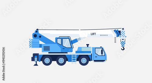 Modern Flat Blue Mobile Crane Equipment With Lift Functionality