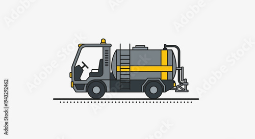Modern Flat Design Airport Water Truck Vehicle Transportation Graphic