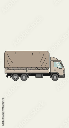 Modern Flat Design Cargo Truck With Tarpaulin For Delivery Services