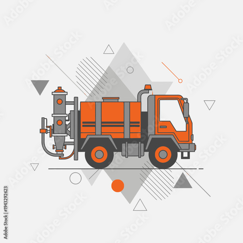 Modern Flat Design Industrial Truck Illustration For Construction And Service Needs