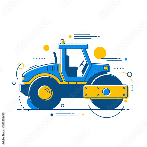 Modern Flat Design Road Roller Machine For Construction Projects