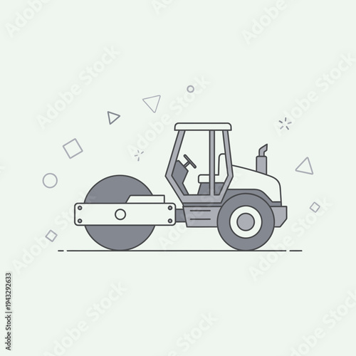 Modern Flat Design Steamroller For Road Construction Projects