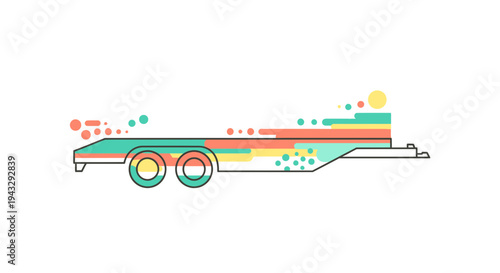 Modern Flatbed Trailer Design With Vibrant Colorful Abstract Elements