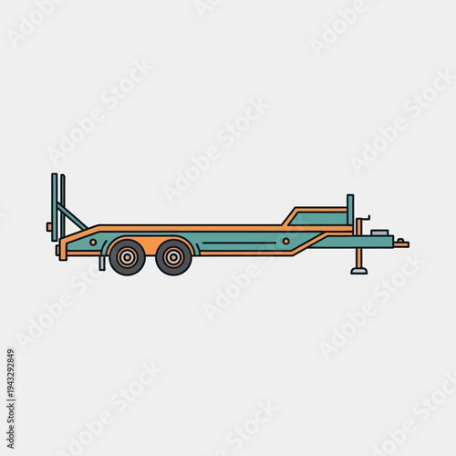 Modern Flatbed Trailer For Heavy Equipment Transportation Illustration