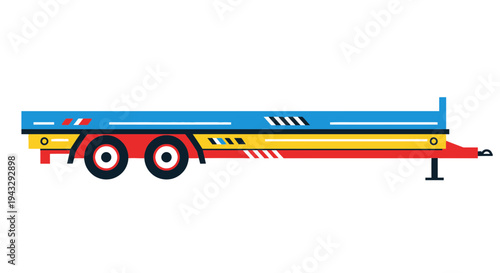 Modern Flatbed Trailer Illustration With Abstract Geometric Design Elements