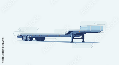Modern Flatbed Trailer With Double Axle On White Background