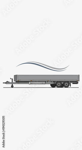 Modern Flatbed Trailer With Double Axles Ready For Hauling Cargo